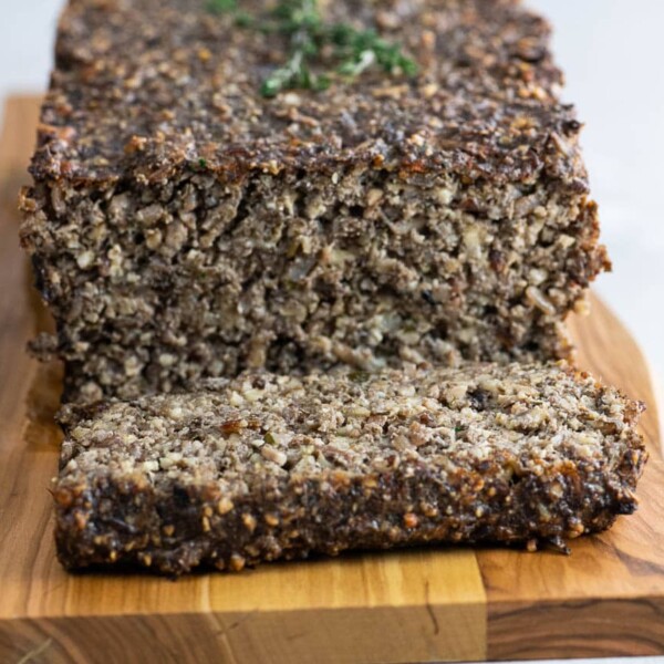 veggie meatloaf (nut loaf) on a platter