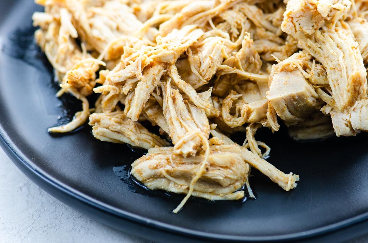 instant pot pulled chicken on a plate