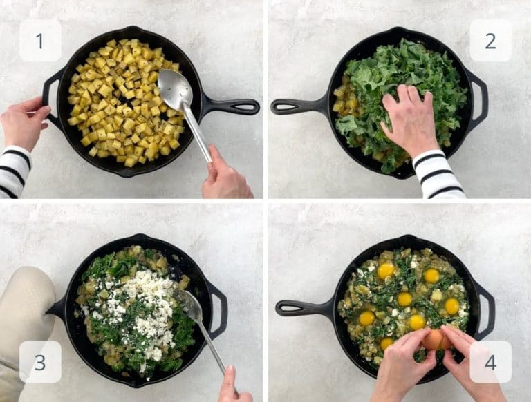 Cast Iron Baked Eggs, Kale & Potatoes Umami Girl