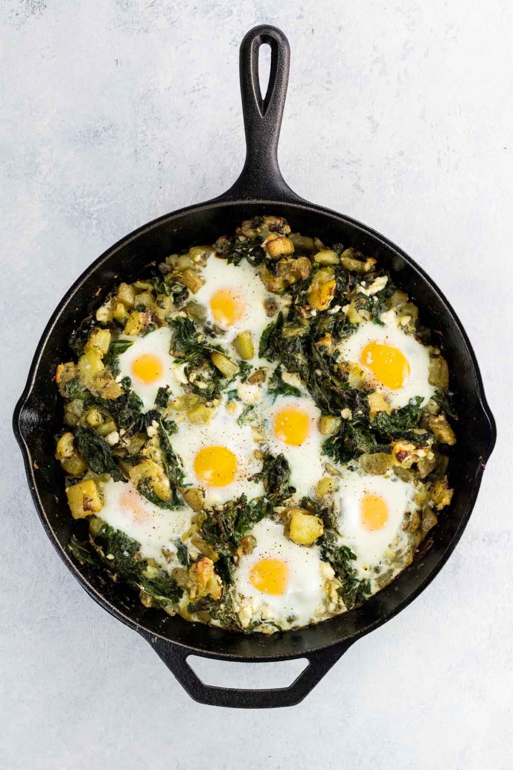 Cast Iron Baked Eggs, Kale & Potatoes Umami Girl