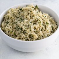 instant pot cilantro lime rice in a white bowl