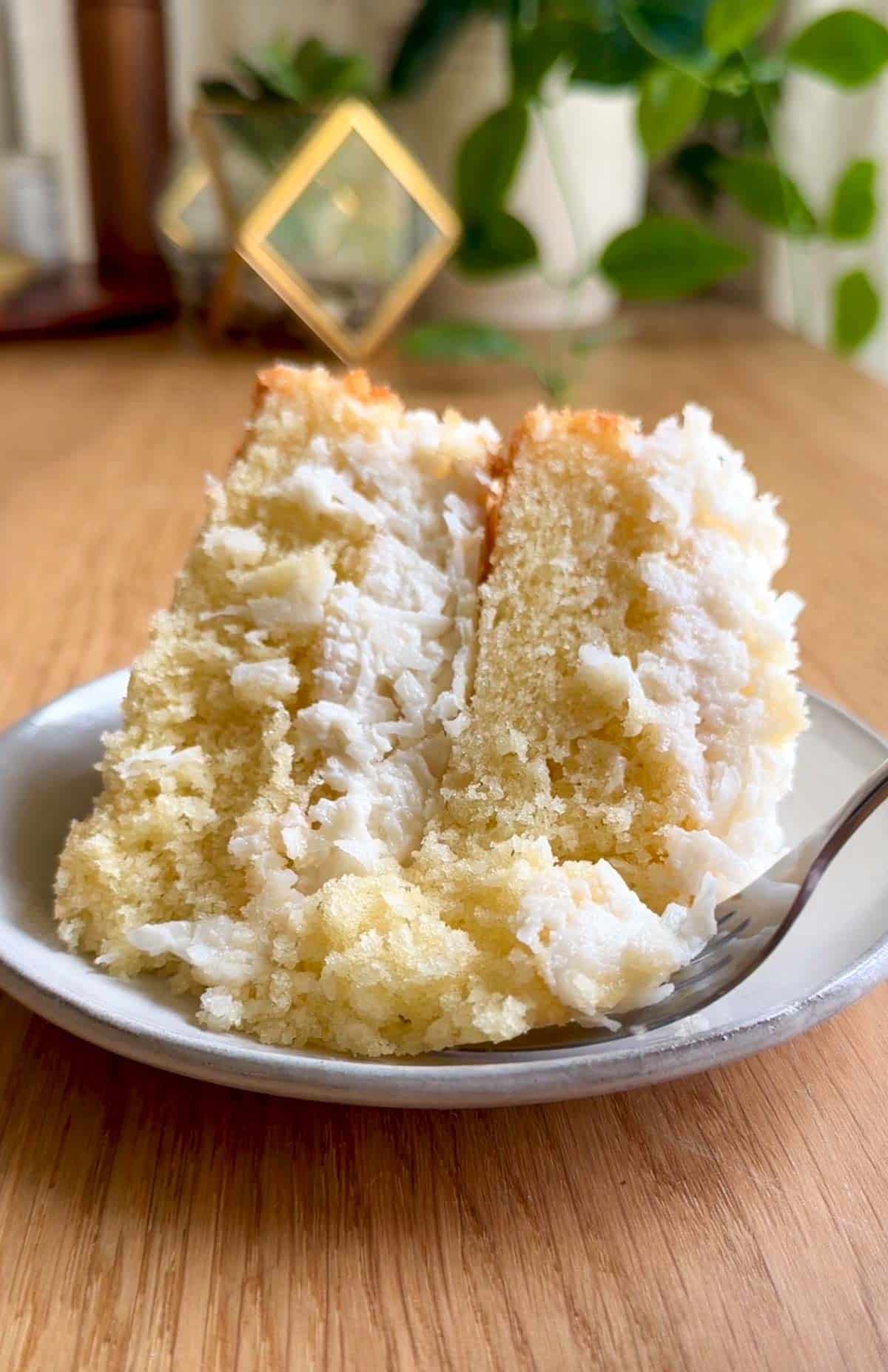 silver palate coconut cake on a plate