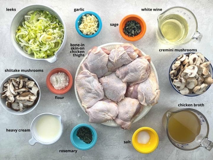 Dutch Oven Chicken Thighs with Leeks, Mushrooms & White Wine Umami Girl