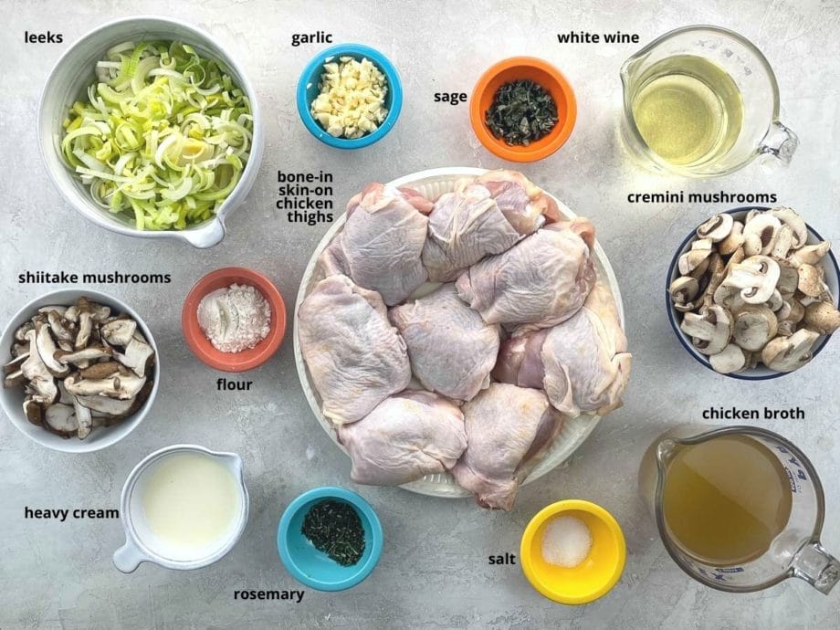 Dutch Oven Chicken Thighs with Leeks, Mushrooms & White Wine Umami Girl