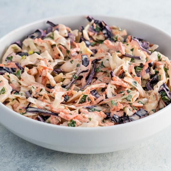 tangy cabbage slaw for tacos in a bowl