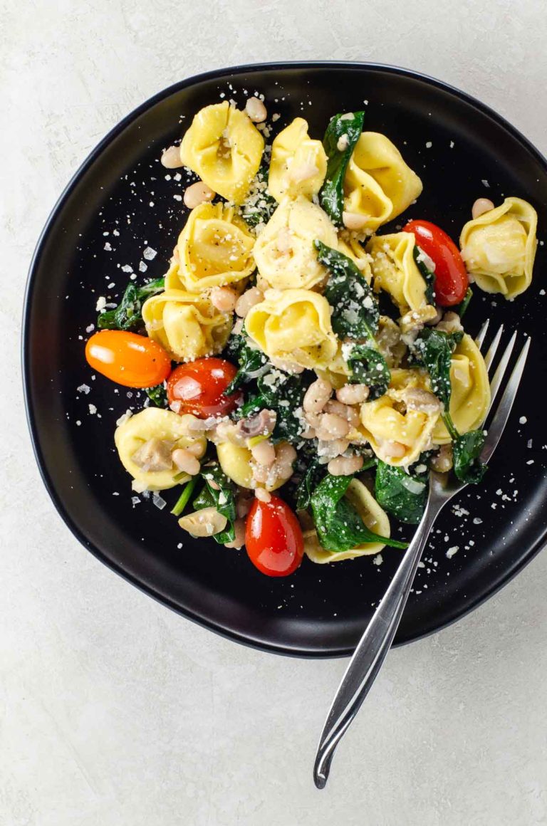 Three Cheese Tortellini with White Beans and Vegetables Umami Girl
