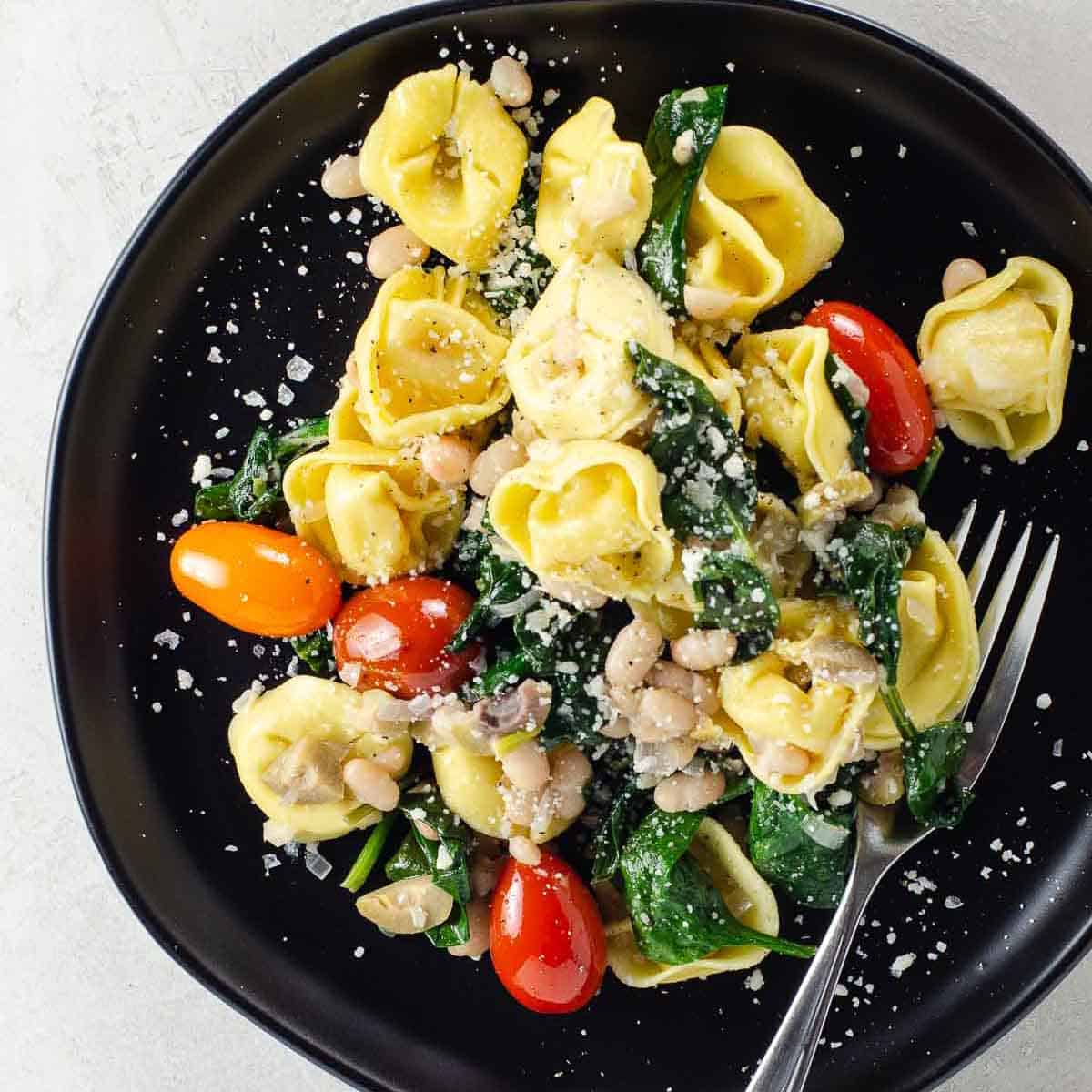 Three Cheese Tortellini with White Beans and Vegetables
