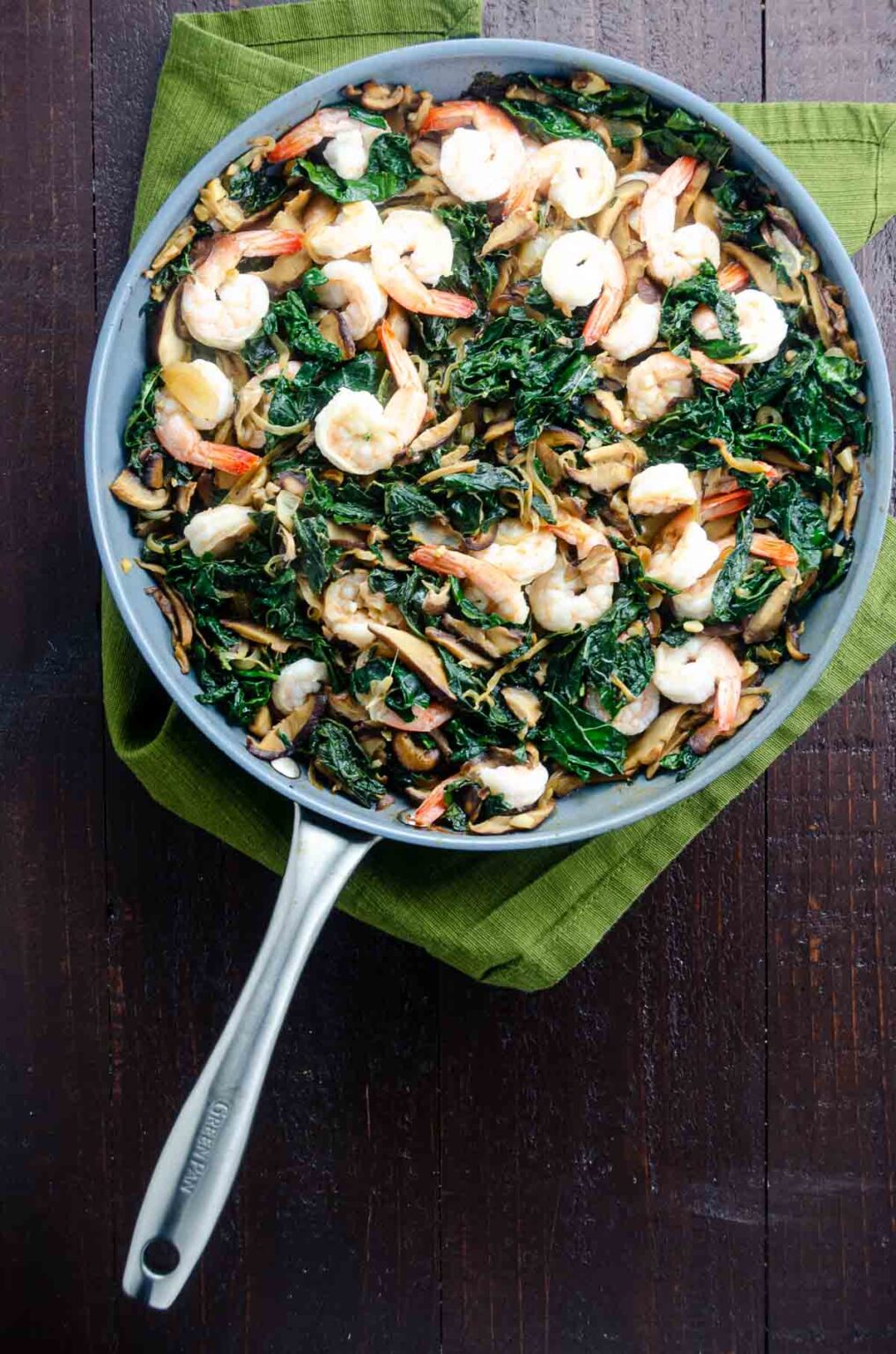 Shrimp Skillet with Shiitake Mushrooms and Kale Umami Girl
