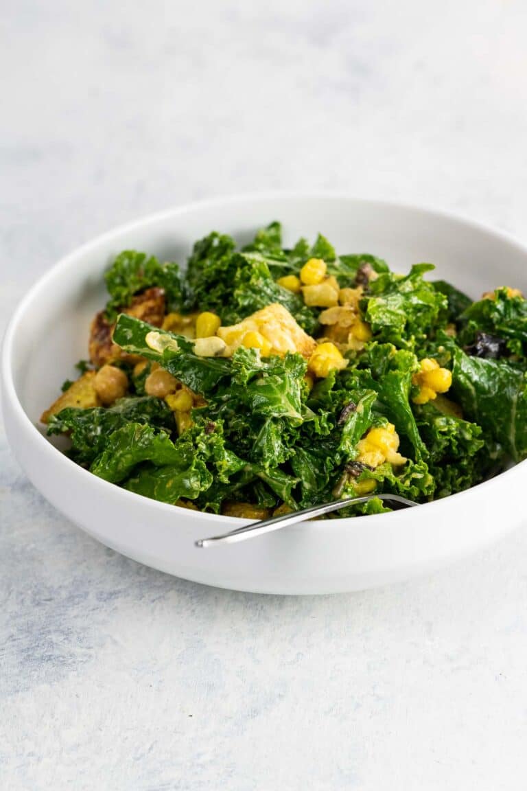 Lemon Garlic Kale Salad with Halloumi Umami Girl