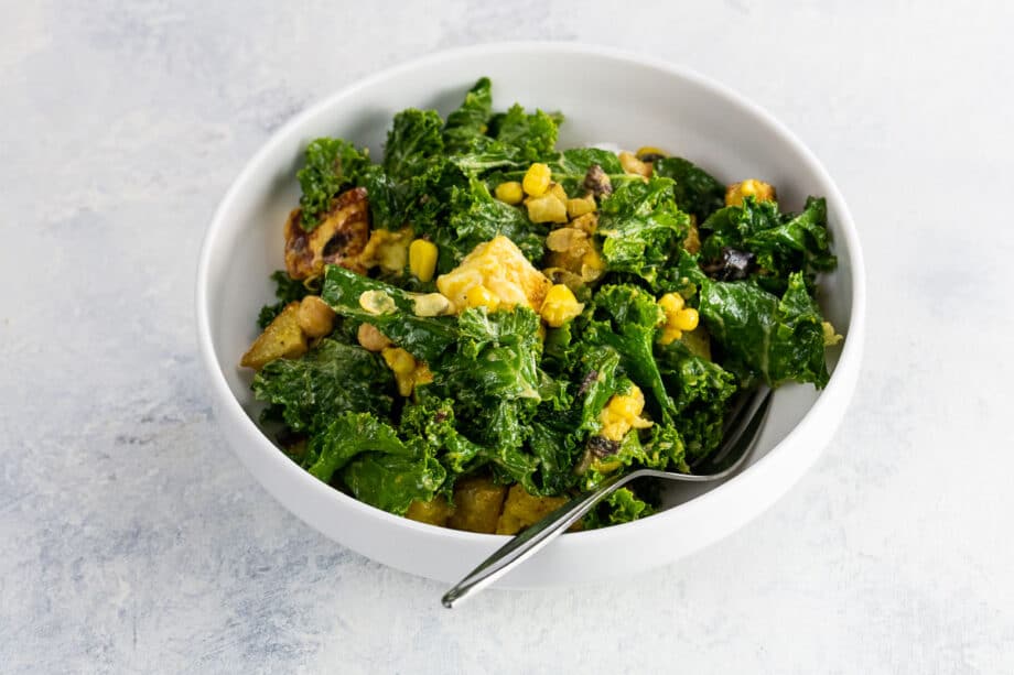 Lemon Garlic Kale Salad with Halloumi Umami Girl