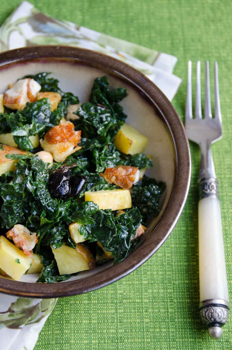 Lemon Garlic Kale Salad with Halloumi Umami Girl