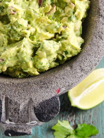 4 ingredient guacamole recipe in a molcajete