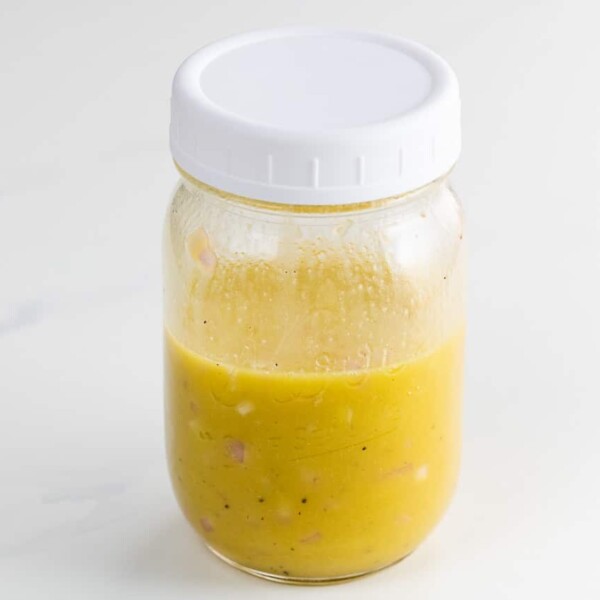 citrus vinaigrette in a mason jar