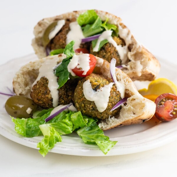 falafel pita recipe on a plate