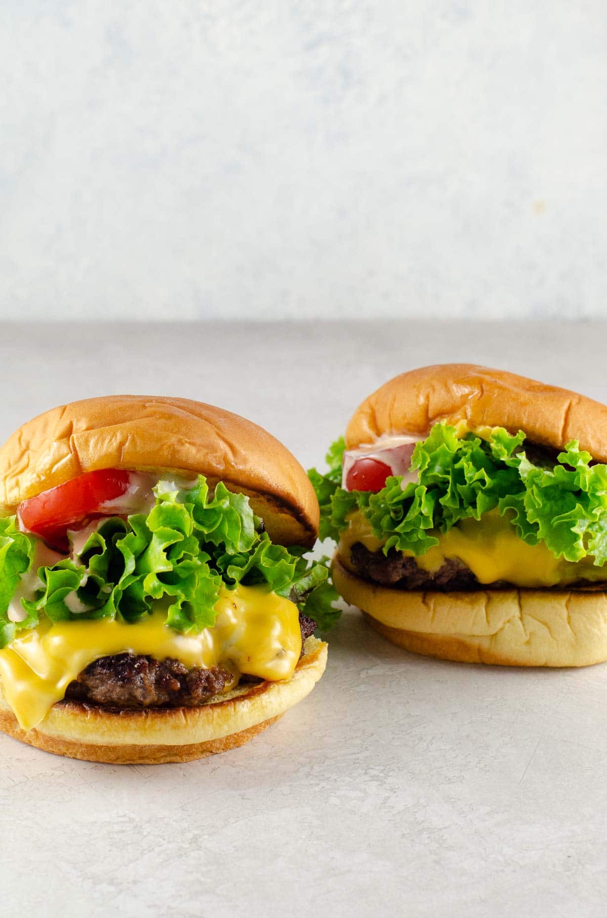 two homemade shake shack burgers