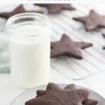 chocolate sugar cookies and a glass of milk