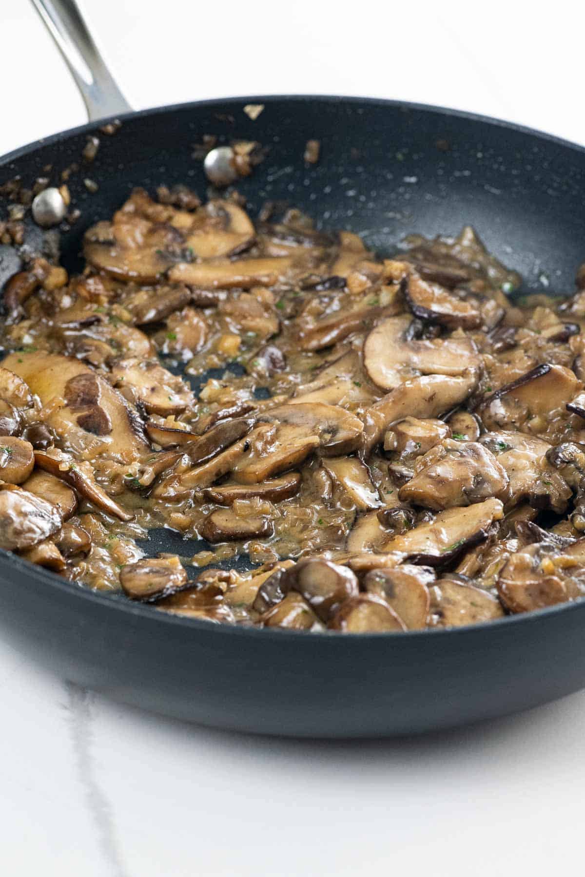 marsala mushrooms in a pan