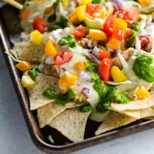 nachos on a sheet pan for game day recipes