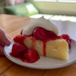 easy strawberry shortcake recipe on a plate
