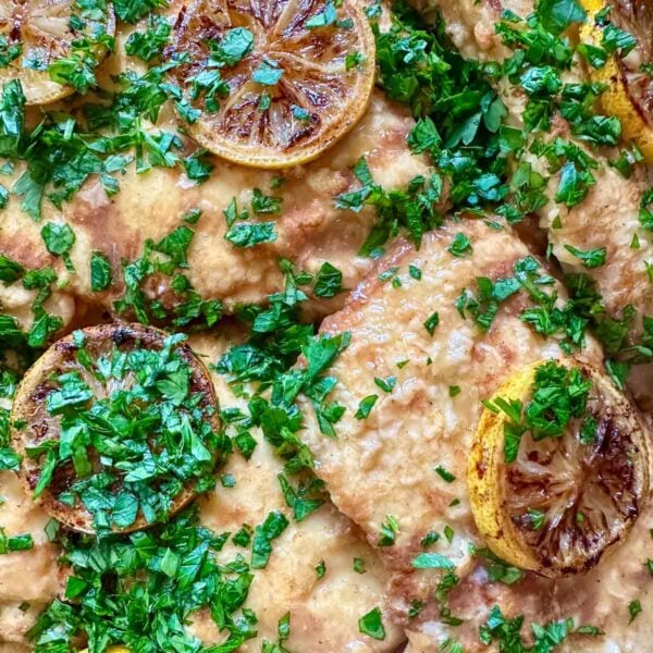 a catering tray of chicken francese