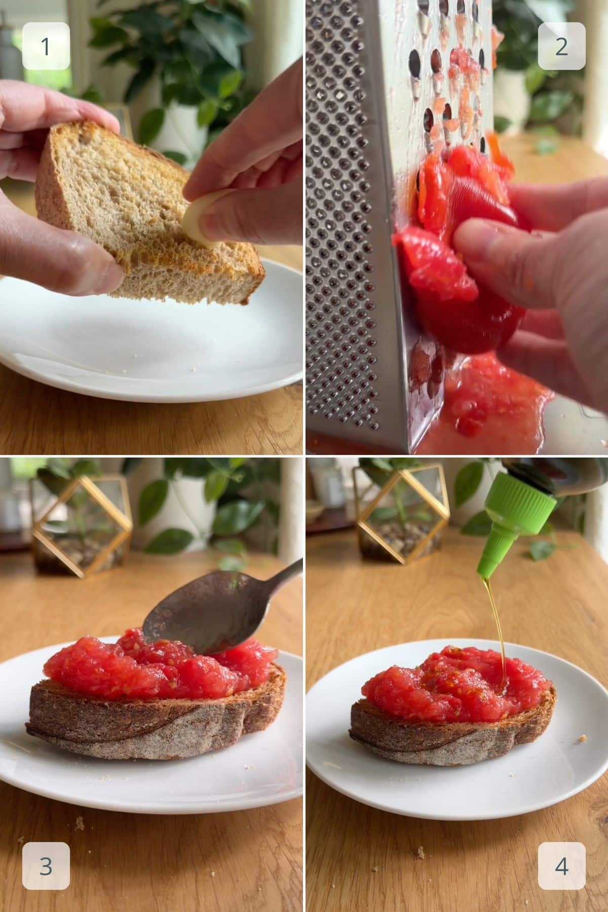 making Spanish tomato bread step by step