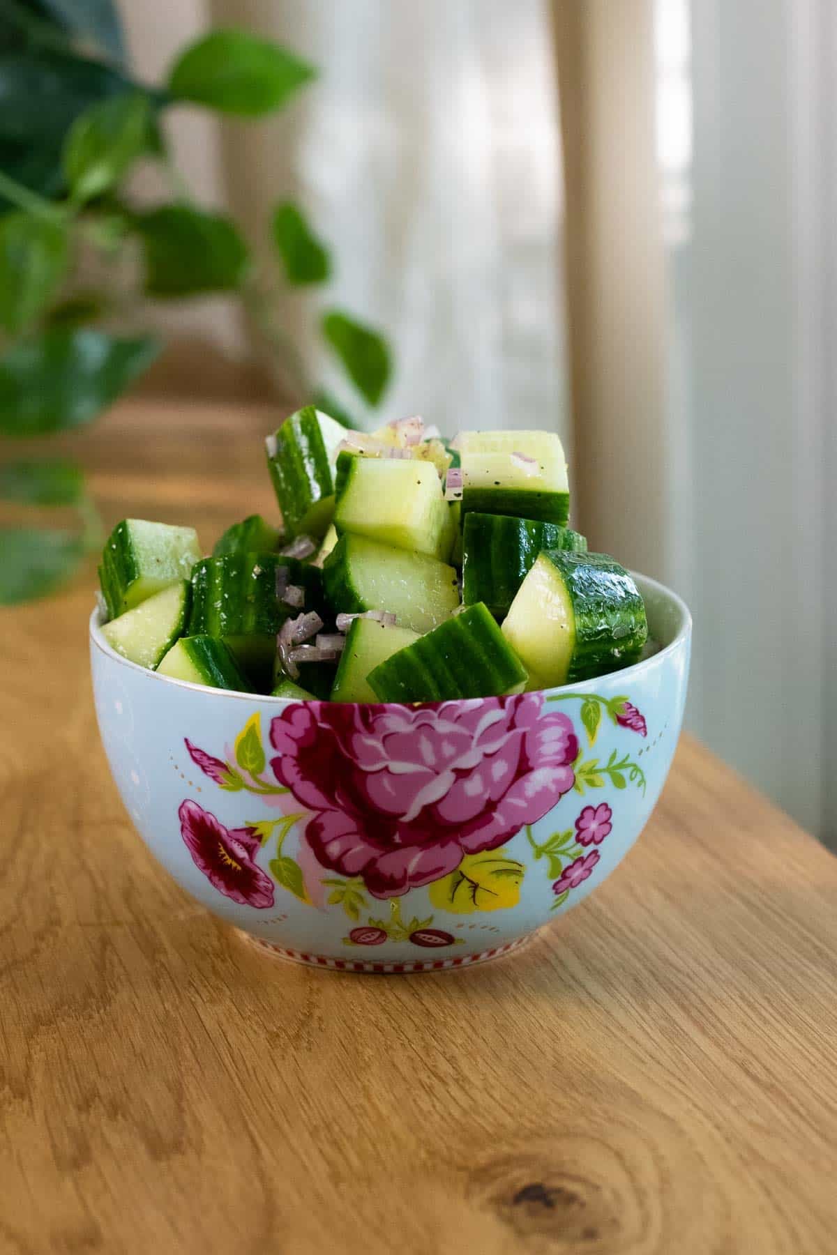 cucumber salad in a bowl