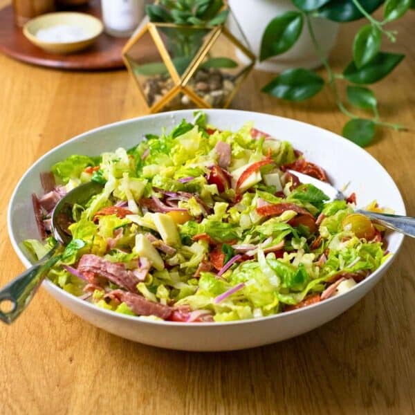 Italian sub salad in a bowl